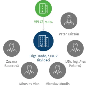 Olga Trade, s.r.o. v likvidaci, IČO: 08336571: vizualizace vztahů osob a společností