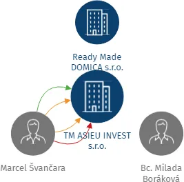 TM ASIEU INVEST s.r.o., IČO: 08346241: vizualizace vztahů osob a společností