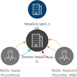 Domov Vesalius, z. ú., IČO: 08344078: vizualizace vztahů osob a společností