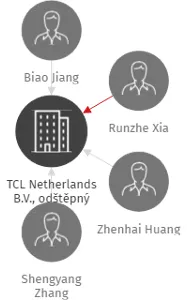 TCL Netherlands B.V., odštěpný závod, IČO: 08812497: vizualizace vztahů osob a společností