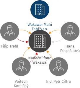 Nadační fond Wakawai, IČO: 09045686: vizualizace vztahů osob a společností