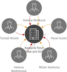 Nadační fond Naděje pro Erička, IČO: 09179461: vizualizace vztahů osob a společností