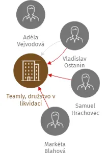 Teamly, družstvo v likvidaci, IČO: 11887486: vizualizace vztahů osob a společností