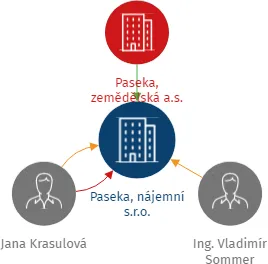 Paseka, nájemní s.r.o., IČO: 14189488: vizualizace vztahů osob a společností