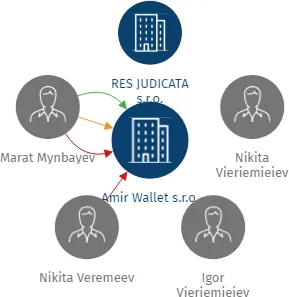 Amir Wallet s.r.o., IČO: 17494036: vizualizace vztahů osob a společností