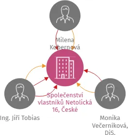 Společenství vlastníků Netolická 16, České Budějovice, IČO: 19358121: vizualizace vztahů osob a společností