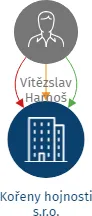 Kořeny hojnosti s.r.o., IČO: 19438800: vizualizace vztahů osob a společností