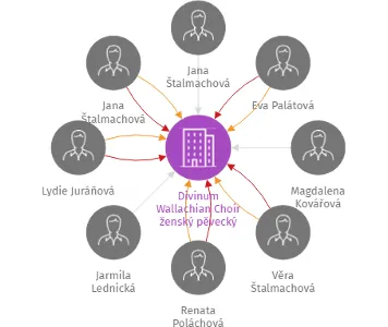 Divinum Wallachian Choir ženský pěvecký sbor, z.s., IČO: 22245928: vizualizace vztahů osob a společností