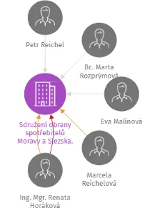 Sdružení obrany spotřebitelů Moravy a Slezska, z.s., IČO: 22831738: vizualizace vztahů osob a společností