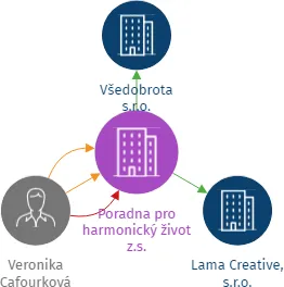 Poradna pro harmonický život z.s., IČO: 22844678: vizualizace vztahů osob a společností