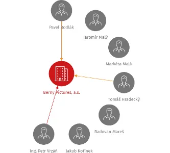 Berny Pictures, a.s., IČO: 24200085: vizualizace vztahů osob a společností