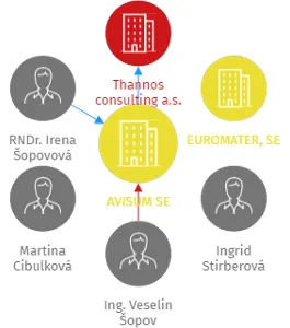 AVISUM SE, IČO: 24250309: vizualizace vztahů osob a společností