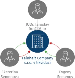 Feinheit Company s.r.o. v likvidaci, IČO: 24693472: vizualizace vztahů osob a společností