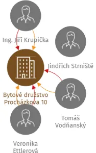 Bytové družstvo Procházkova 10, IČO: 25116096: vizualizace vztahů osob a společností