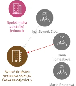 Bytové družstvo Nerudova 58,60,62 České Budějovice v likvidaci, IČO: 25189239: vizualizace vztahů osob a společností