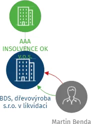 BDS, dřevovýroba s.r.o. v likvidaci, IČO: 25209981: vizualizace vztahů osob a společností