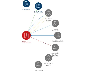 TORO VM a.s., IČO: 25277006: vizualizace vztahů osob a společností