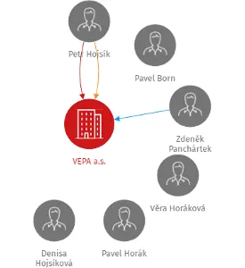 VEPA a.s., IČO: 25291271: vizualizace vztahů osob a společností