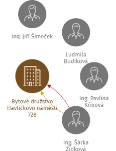 Bytové družstvo Havlíčkovo náměstí 728, IČO: 25374630: vizualizace vztahů osob a společností
