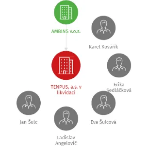 TENPUS, a.s. v likvidaci, IČO: 25415816: vizualizace vztahů osob a společností