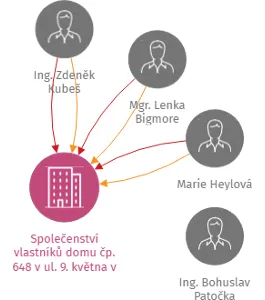 Společenství vlastníků domu čp. 648 v ul. 9. května v Litomyšli, IČO: 25967321: vizualizace vztahů osob a společností