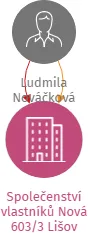 Společenství vlastníků Nová 603/3 Lišov, IČO: 26044455: vizualizace vztahů osob a společností