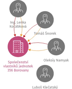 Společenství vlastníků jednotek 356 Borovany, IČO: 26102129: vizualizace vztahů osob a společností