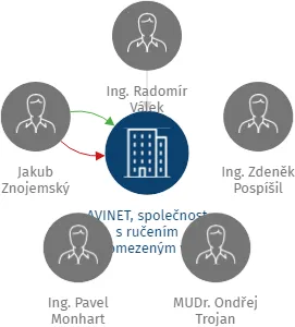 Vizualizace vztahů osob a společností - AVINET, společnost s ručením omezeným  v likvidaci