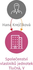 Společenství vlastníků jednotek Tlučná, V Rybníčkách 516, IČO: 26334836: vizualizace vztahů osob a společností