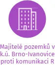 Majitelé pozemků v k.ú. Brno-Ivanovice proti komunikaci R 43 a VRT, IČO: 26641291: vizualizace vztahů osob a společností