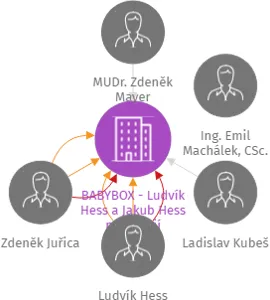 BABYBOX - Ludvík Hess a Jakub Hess pomáhají odloženým dětem, z.s., IČO: 27006891: vizualizace vztahů osob a společností