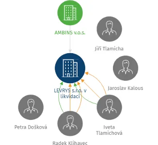 LEVRYS s.r.o. v likvidaci, IČO: 27312232: vizualizace vztahů osob a společností
