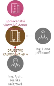 DRUŽSTVO KALVODOVA 49, v likvidaci, IČO: 27677281: vizualizace vztahů osob a společností