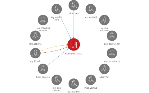 MORWEN ALFA a.s., IČO: 27829821: vizualizace vztahů osob a společností