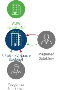 S.E.M. - KV, s.r.o. v likvidaci, IČO: 27989411: vizualizace vztahů osob a společností
