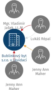 Bublinkový byt s.r.o. v likvidaci, IČO: 28191421: vizualizace vztahů osob a společností
