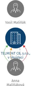 TELMONT CB, s.r.o., v likvidaci, IČO: 28124642: vizualizace vztahů osob a společností