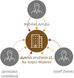Bytové družstvo 21, Na Kopci-Mizerov, IČO: 28616502: vizualizace vztahů osob a společností