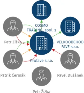 Profave s.r.o., IČO: 28706927: vizualizace vztahů osob a společností