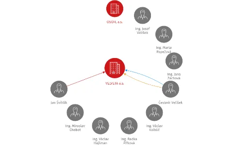 Vizualizace vztahů osob a společností - VELVETA a.s.