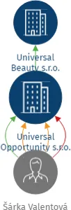 Universal Opportunity s.r.o., IČO: 28821149: vizualizace vztahů osob a společností