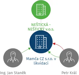 Mamča CZ s.r.o. v likvidaci, IČO: 29070741: vizualizace vztahů osob a společností