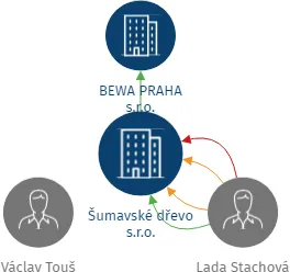 Šumavské dřevo s.r.o., IČO: 29158486: vizualizace vztahů osob a společností
