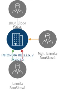 INTORDIA RB s.r.o. v likvidaci, IČO: 29163951: vizualizace vztahů osob a společností