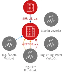 WERNOT, a.s., IČO: 29303575: vizualizace vztahů osob a společností