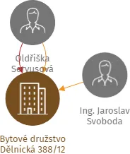 Bytové družstvo Dělnická 388/12, IČO: 29444004: vizualizace vztahů osob a společností