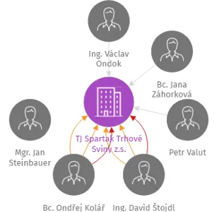TJ Spartak Trhové Sviny z.s., IČO: 46683909: vizualizace vztahů osob a společností