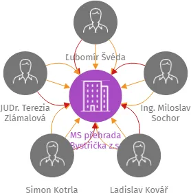 MS přehrada Bystřička z.s., IČO: 47863706: vizualizace vztahů osob a společností