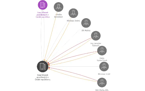 Svaz tělesně postižených v České republice z. s. místní organizace Vozíčkáři Plzeňska, IČO: 64355934: vizualizace vztahů osob a společností