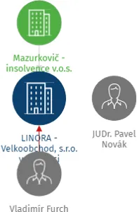 Vizualizace vztahů osob a společností - LINORA - Velkoobchod, s.r.o. v likvidaci